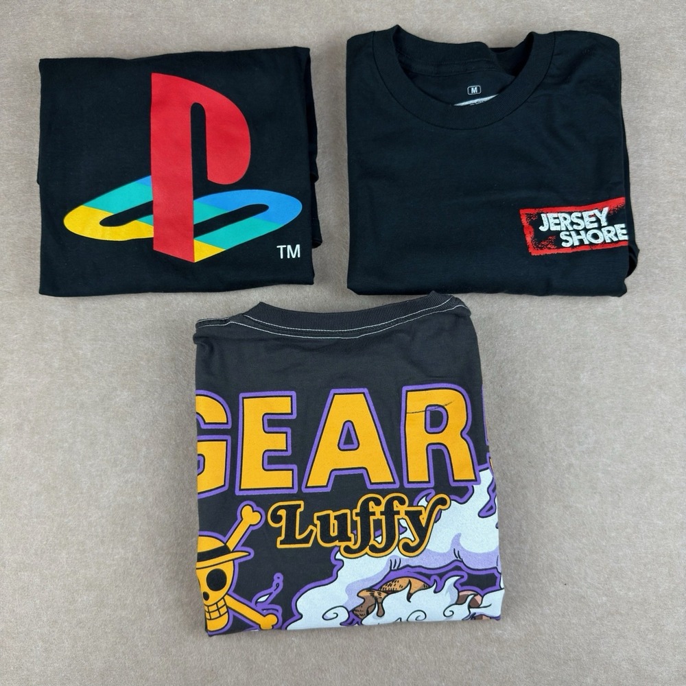 Ripple Junction Shirt Mens M Black Luffy Jersey Shore PlayStation‎ Tee lot 3